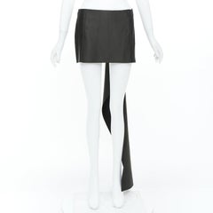 PRADA 2022 Runway black silk satin origami trail train mini skirt IT40 S
