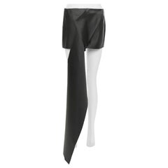 PRADA 2022 Runway black silk satin origami trail train mini skirt IT40 S