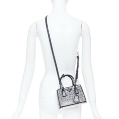 PRADA 2022 Runway Galleria Mini silver crystal embellished satin tote bag