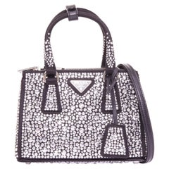PRADA 2022 Runway Galleria Mini silver crystal embellished satin tote bag