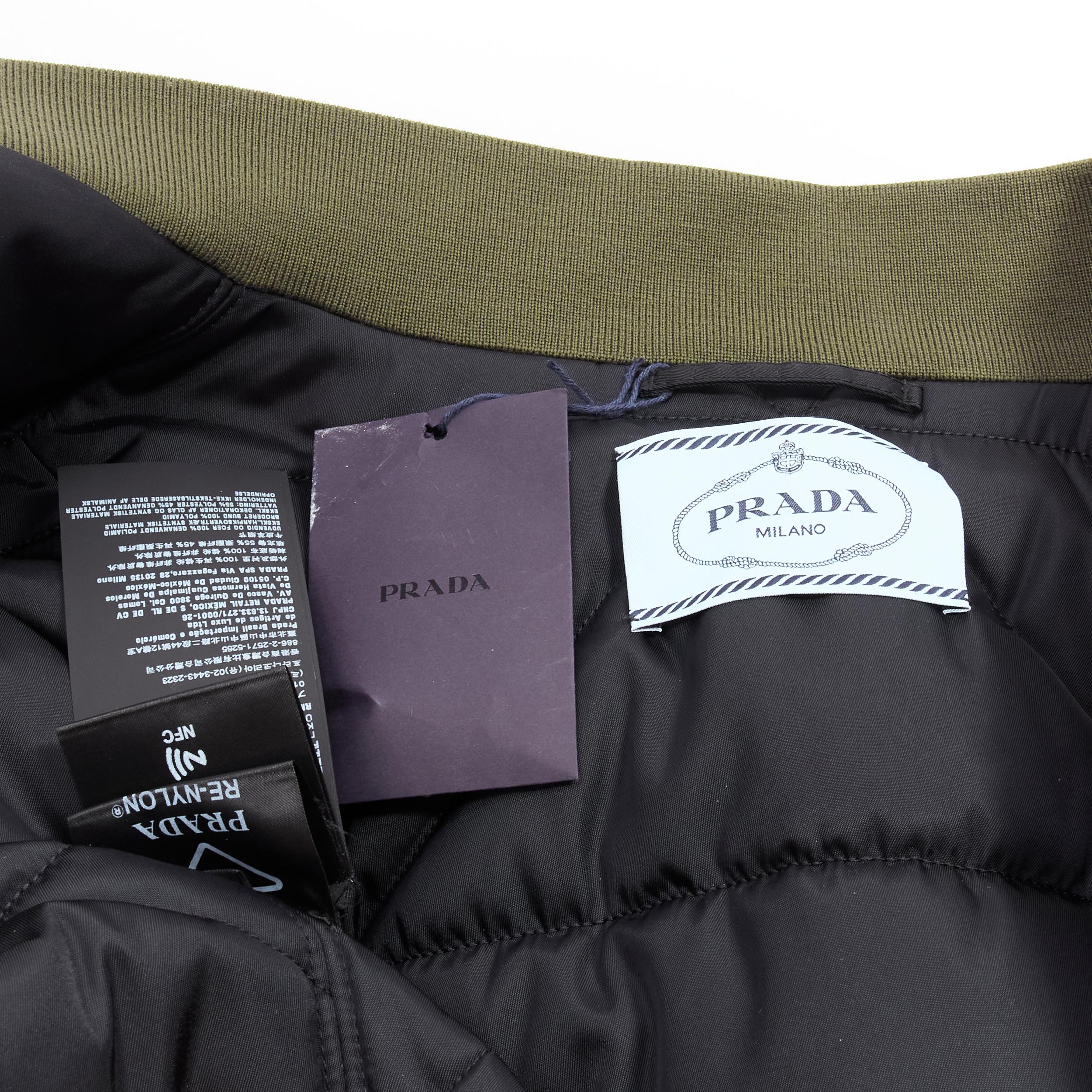 Prada 2022 Runway Re-nylon verde fiore applicato verde bomber oversize XS in vendita 4