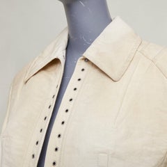 PRADA 2022 Runway Slub beige wash effect canvas lace up corset jacket IT36 XXS