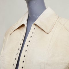 PRADA 2022 Runway Slub distressed wash effect canvas lace up corset jacket IT38