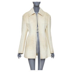 PRADA 2022 Runway Slub distressed wash effect canvas lace up corset jacket IT38