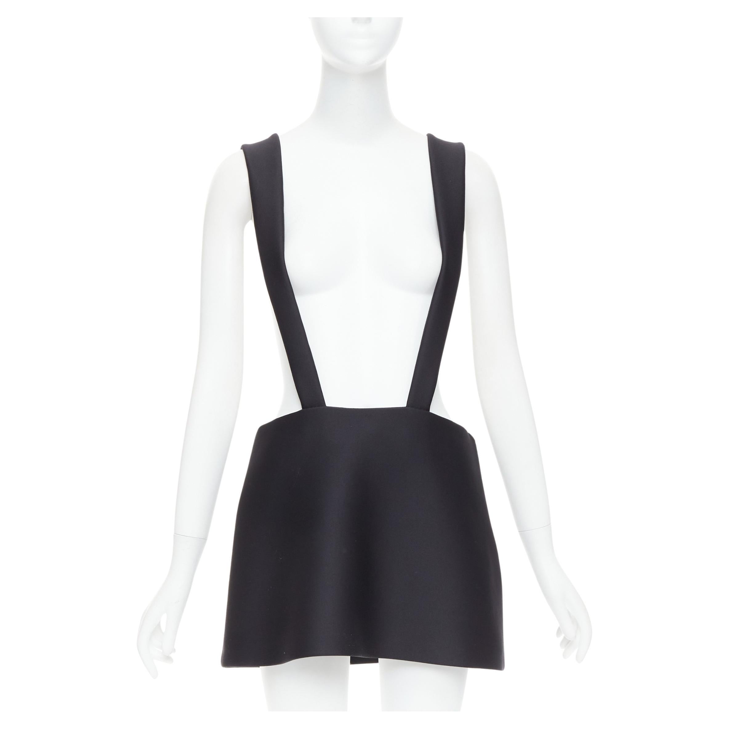 PRADA 2023 mini falda de tirantes con logo en mezcla de lana virgen negra IT40 S