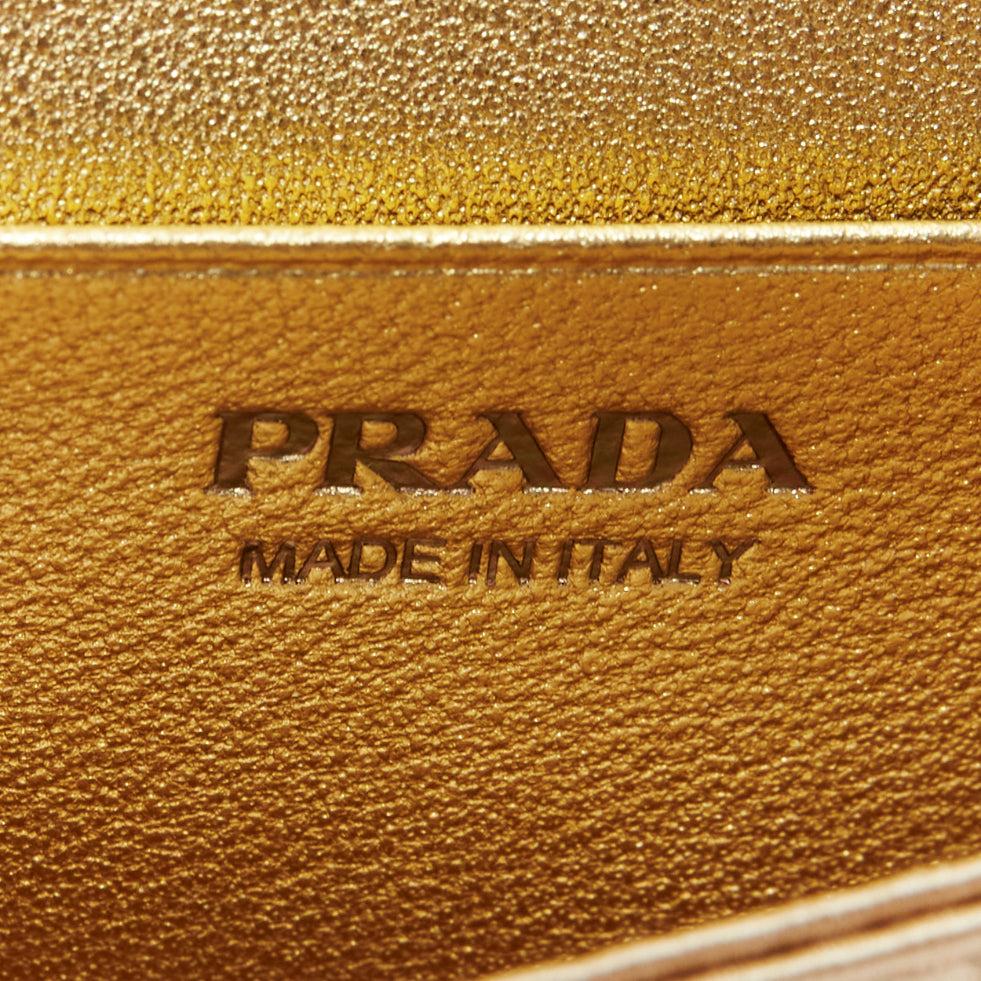 PRADA 2023 gold crystal triangle logo lanyard micro crossbody cardholder bag For Sale 6