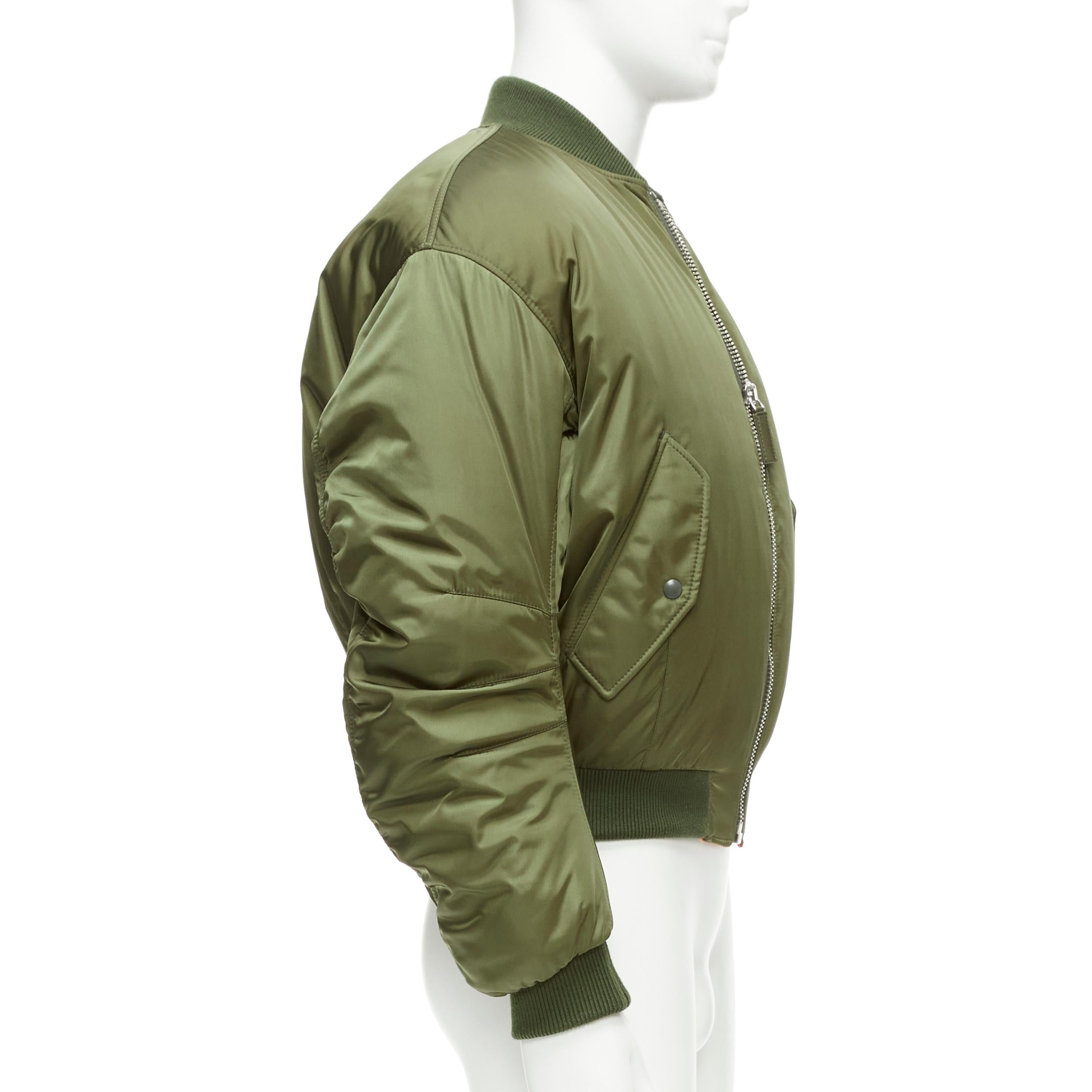 PRADA 2023 Runway green nylon cropped cocoon puffer bomber jacket M 1