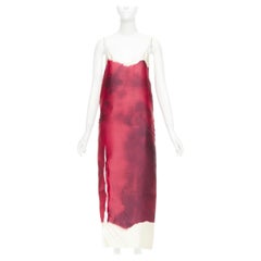 PRADA 2023 Runway red paint effect trompe l'oeil crease pressed dress IT38 XS