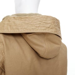 PRADA 2023 Runway shearling trim canvas hooded cropped bomber jacket IT48 M