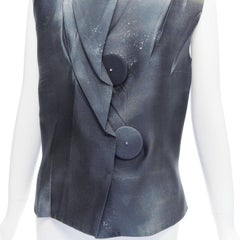 PRADA 2023 Runway watercolor print satin creased paper effect undone top IT40 S