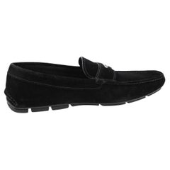 Used Prada 2DD007 Black Suede Logo Loafers (US 8.5)