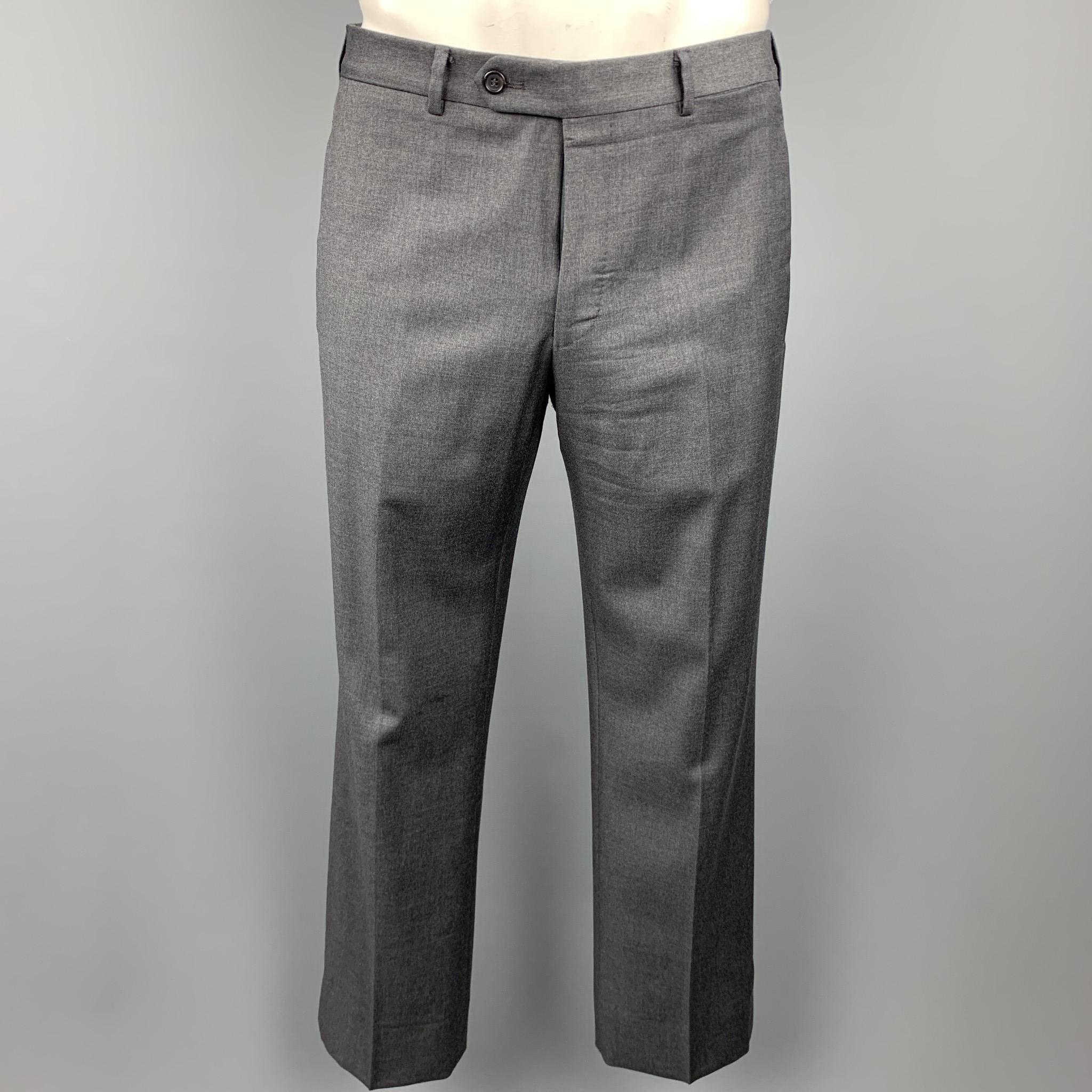 PRADA 40 Regular Gray Wool Notch Lapel Suit 1