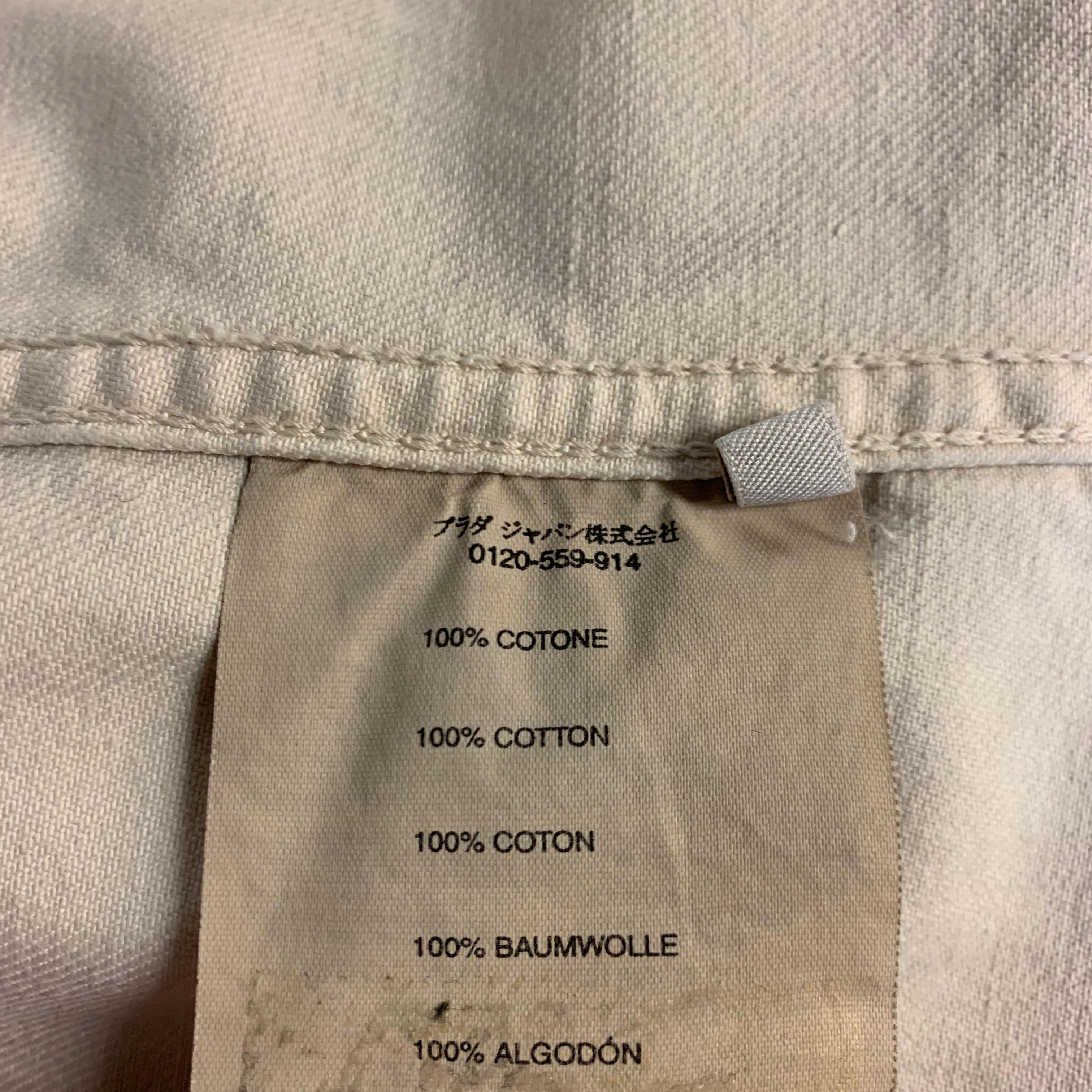 PRADA 42 Khaki Dyed Distressed Cotton Buttoned Trucker Jacket 8