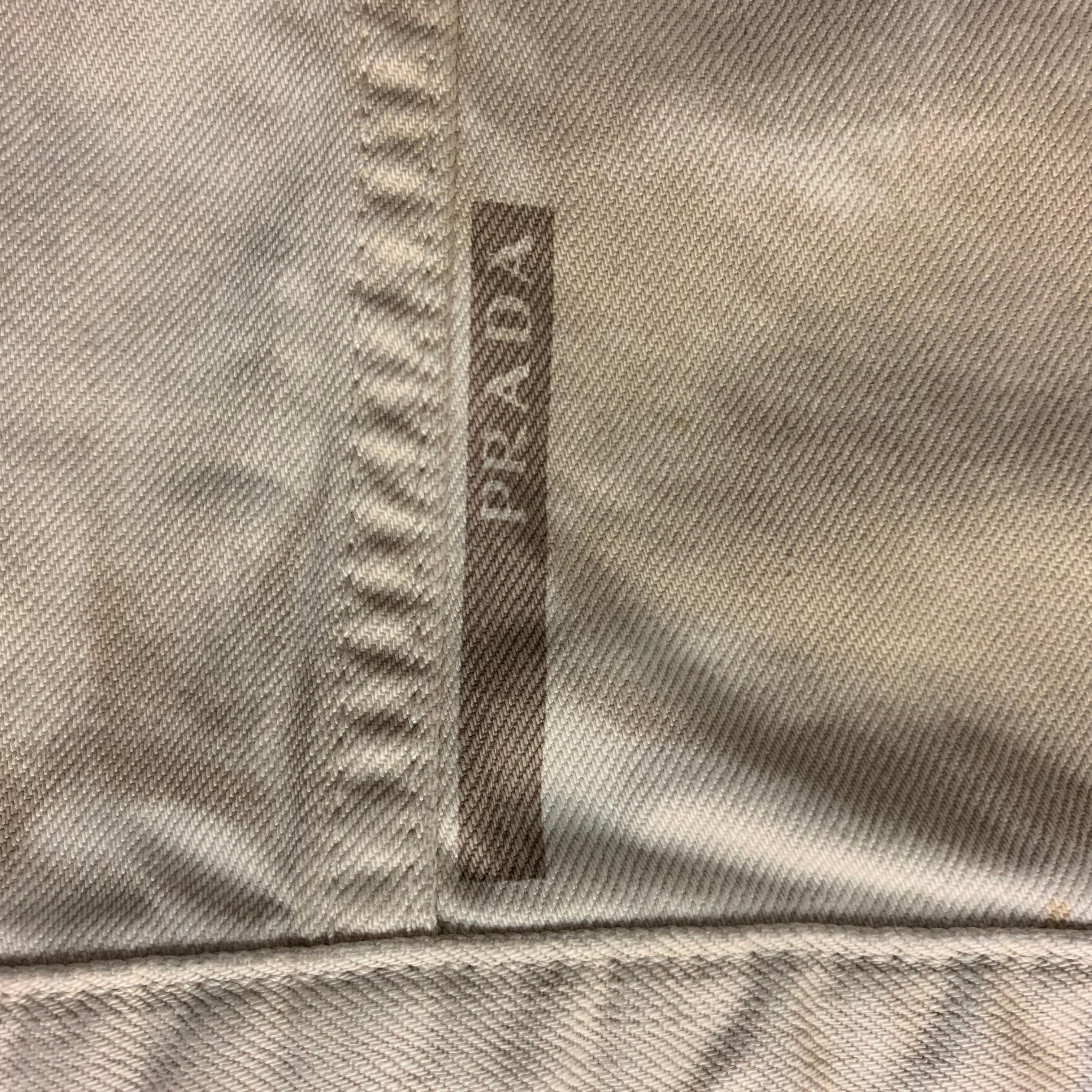 PRADA 42 Khaki Dyed Distressed Cotton Buttoned Trucker Jacket 10