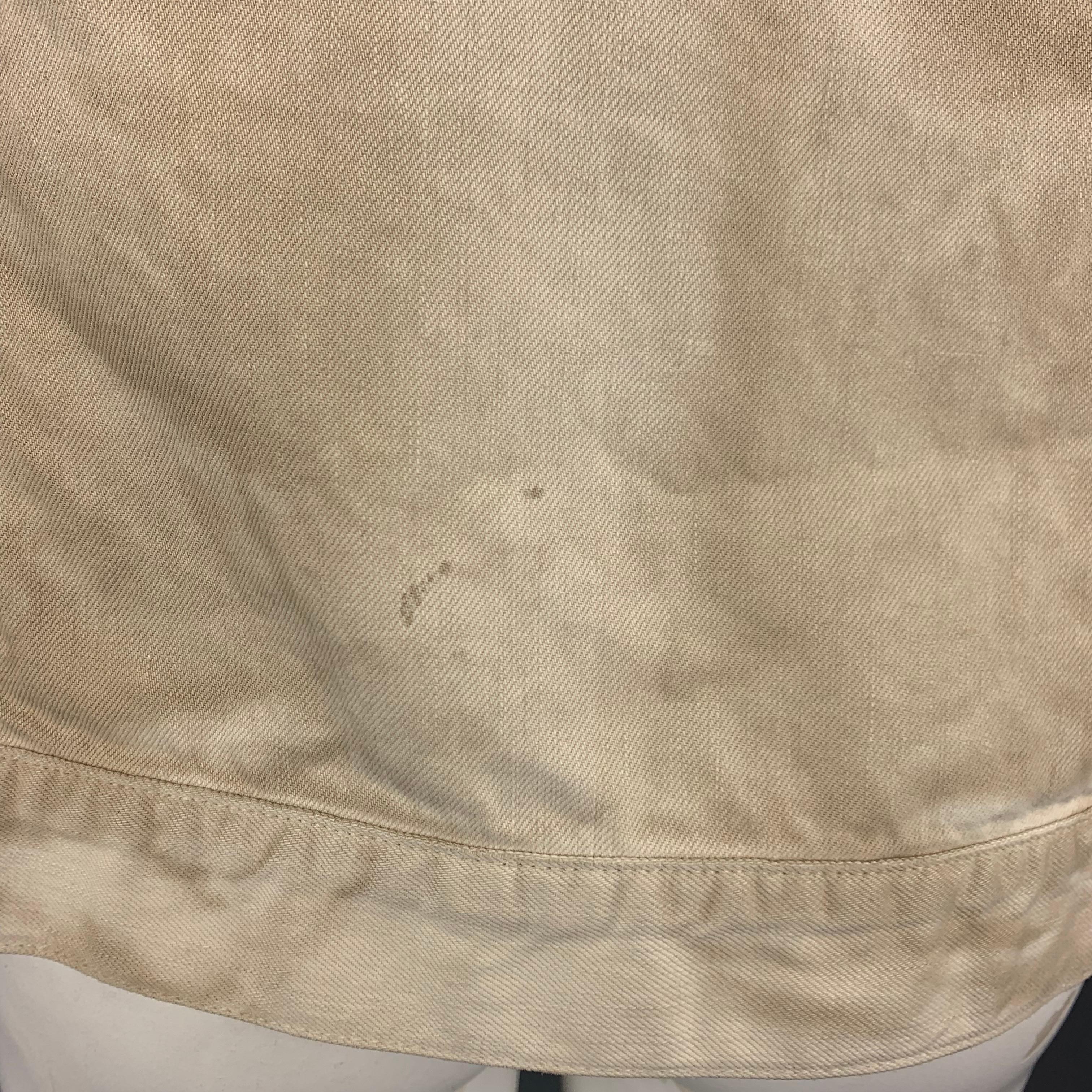 PRADA 42 Khaki Dyed Distressed Cotton Buttoned Trucker Jacket 4