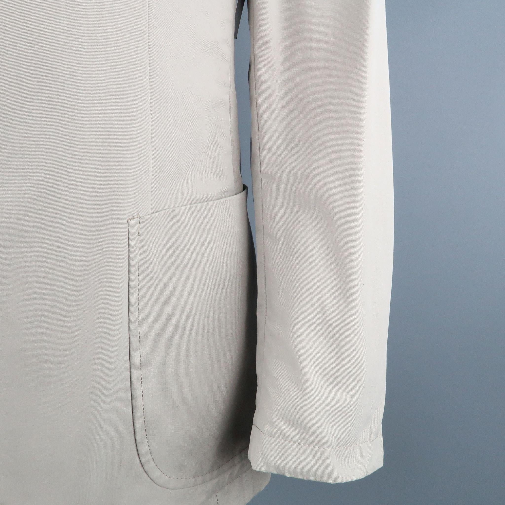 PRADA 44 Regular Light Grey Solid Cotton Notch Lapel Sport Coat In Excellent Condition In San Francisco, CA