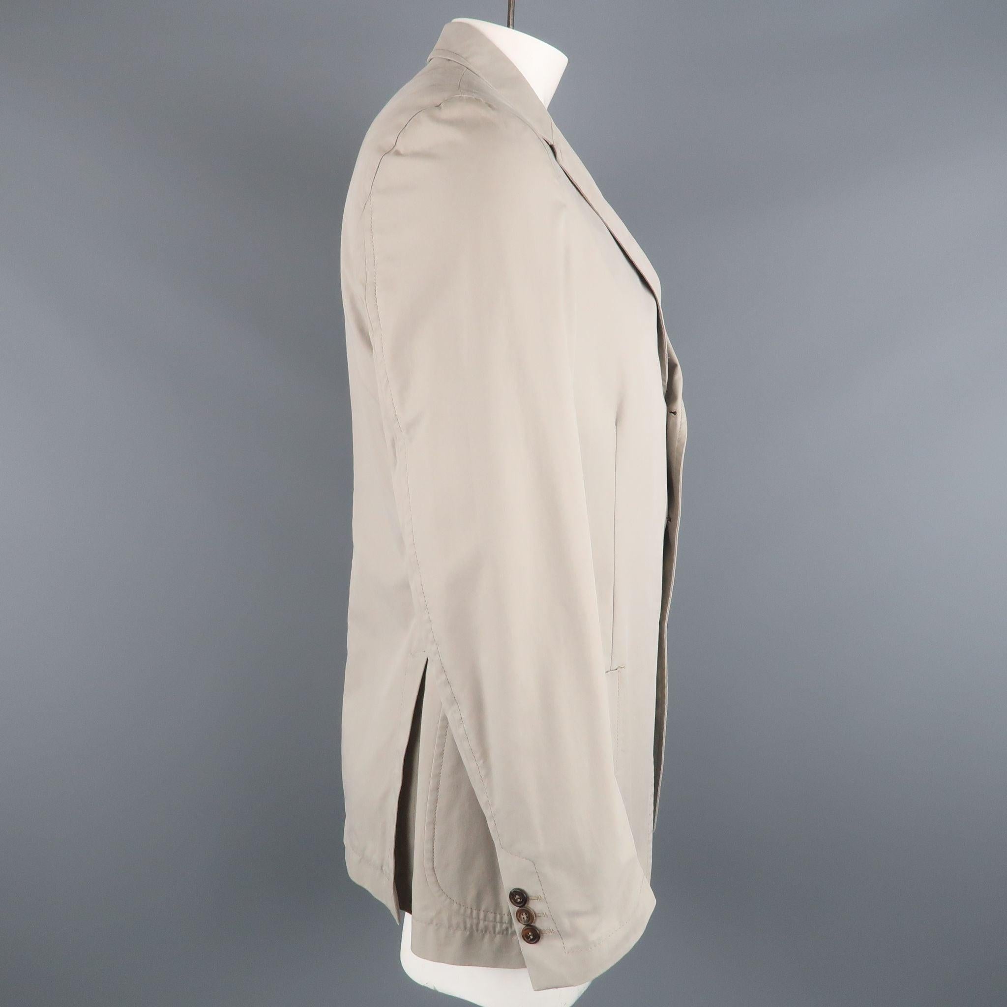 Men's PRADA 44 Regular Light Grey Solid Cotton Notch Lapel Sport Coat