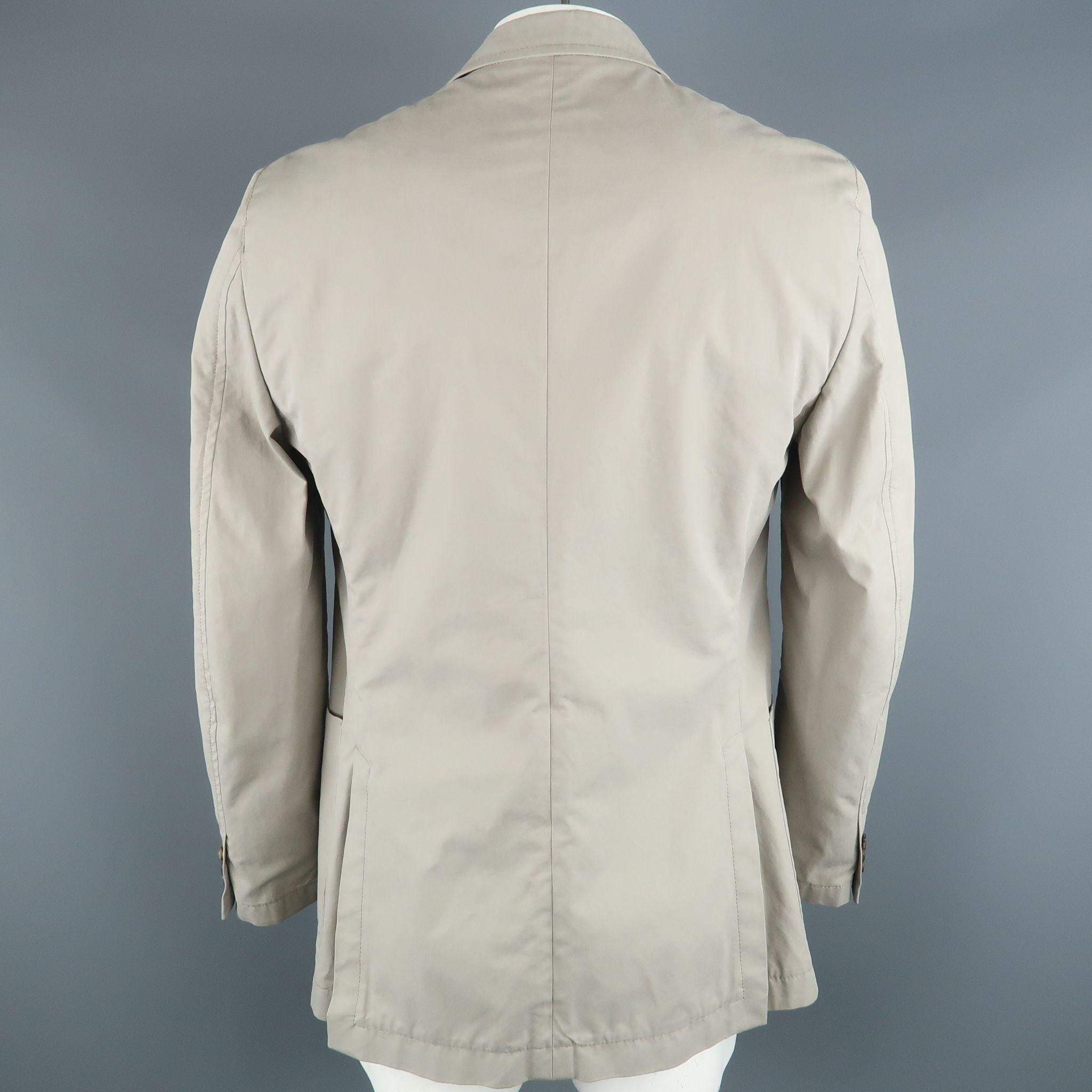PRADA 44 Regular Light Grey Solid Cotton Notch Lapel Sport Coat 1