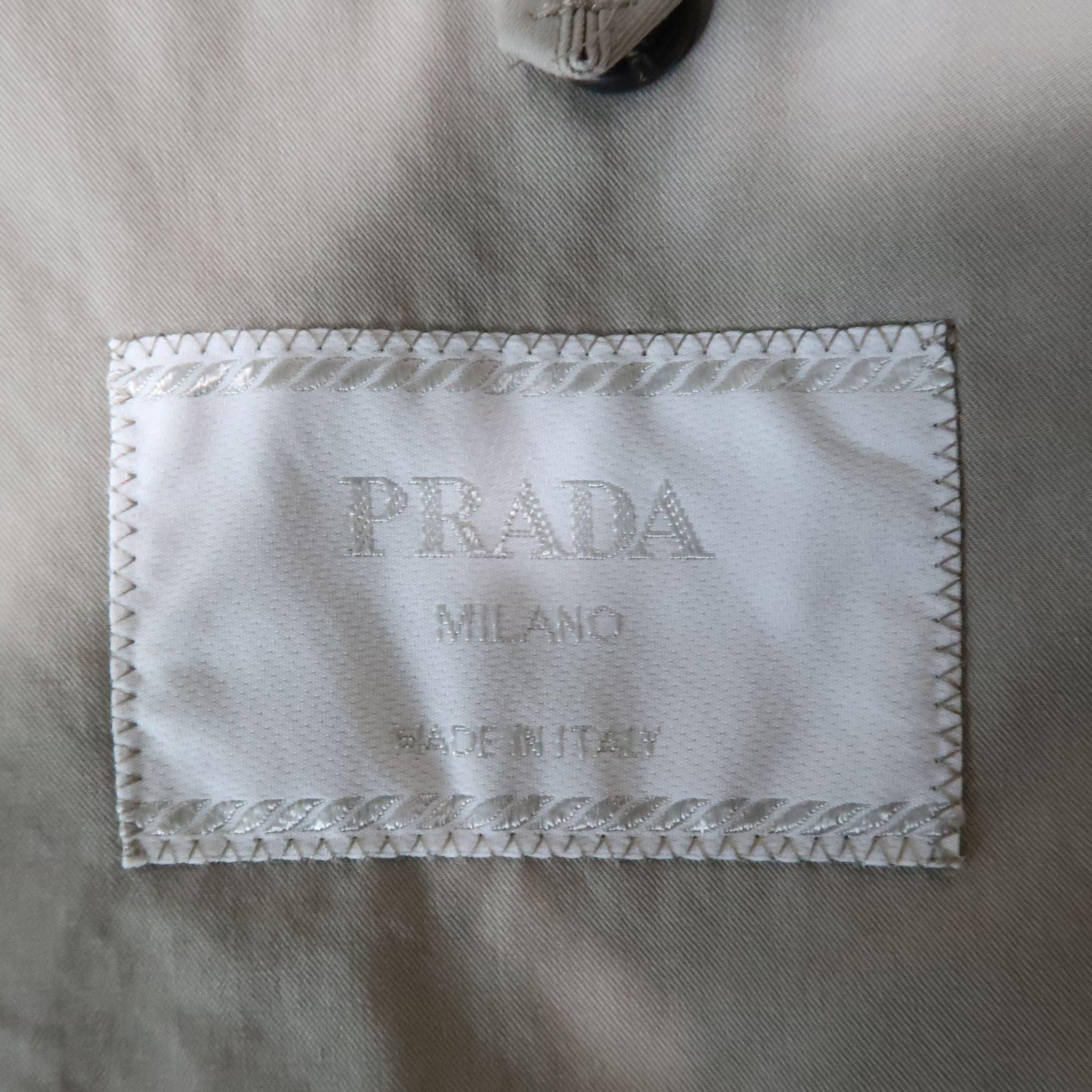 PRADA 44 Regular Light Grey Solid Cotton Notch Lapel Sport Coat 2