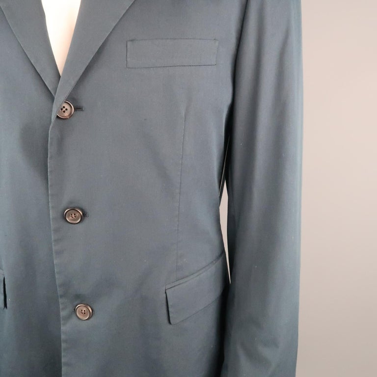 PRADA 44 Regular Navy Solid Cotton Blend Notch Lapel Sport Coat For ...