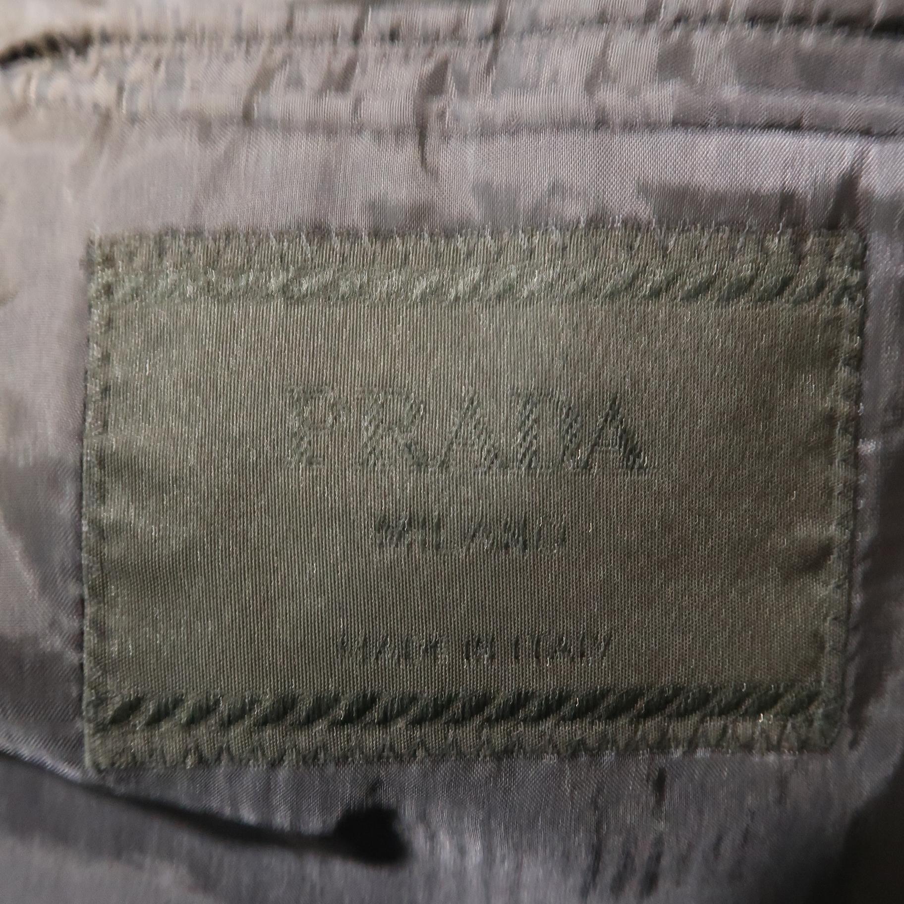 Men's PRADA 44 Regular Navy Solid Cotton Blend Notch Lapel Sport Coat