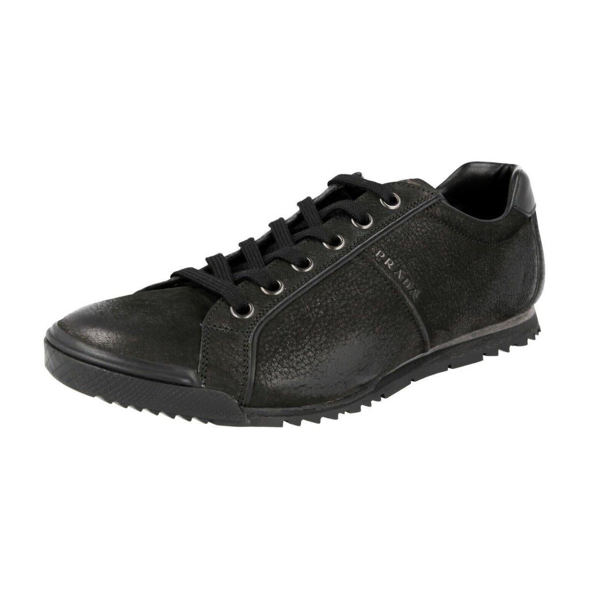 PRADA 4E2719 BLACK ANTIC LEATHER SPORT SNEAKERS (US 11)

Color: black
Material: leather
Model No. 4E2719

Size: US 11
Condition: very good. Pristine. Light marks and scratches to leather.
Comes with: generic dust bag

Made in Italy