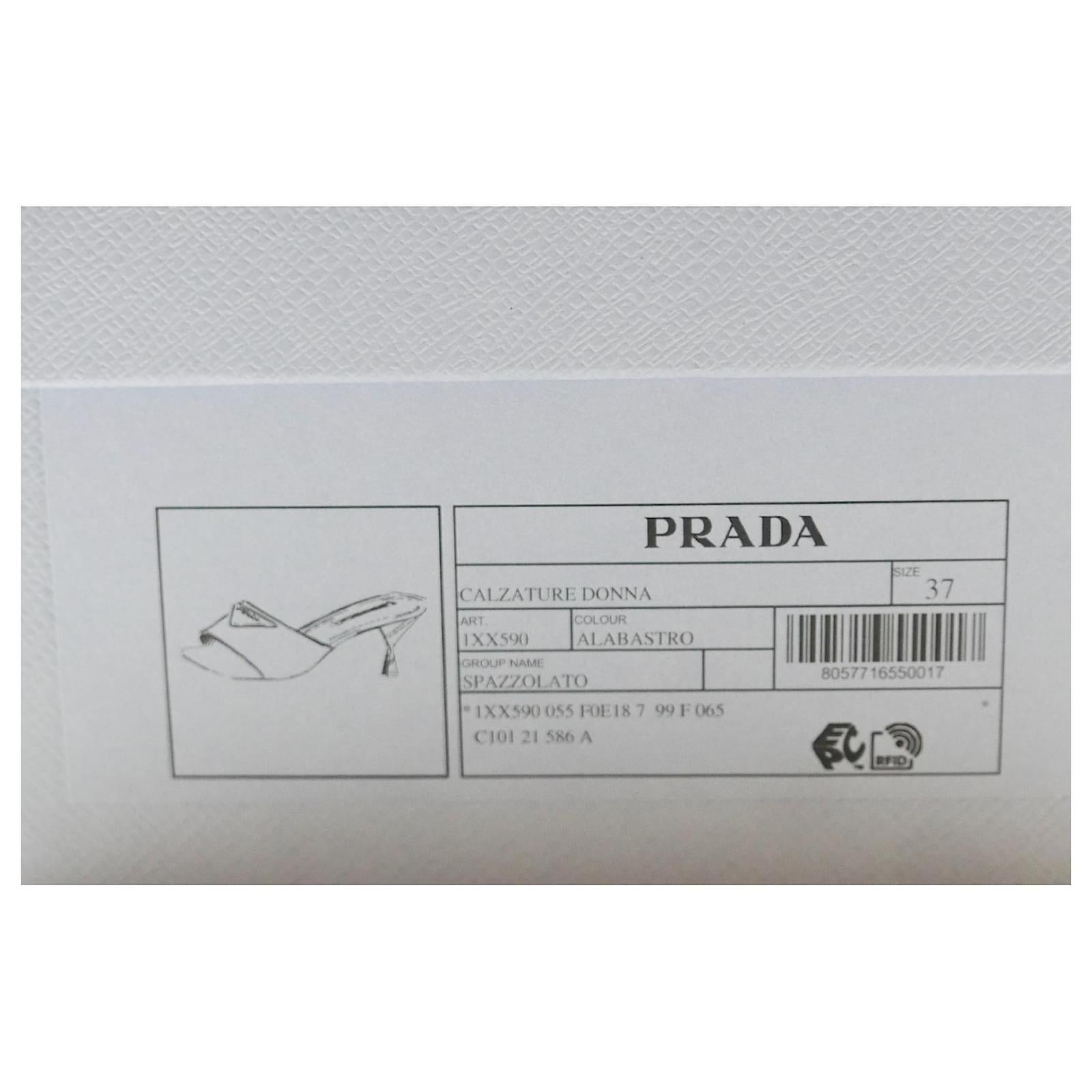 Prada 75 Triangle Logo Mules Pink For Sale 4