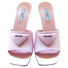 Prada 75 Triangle Logo Mules Pink