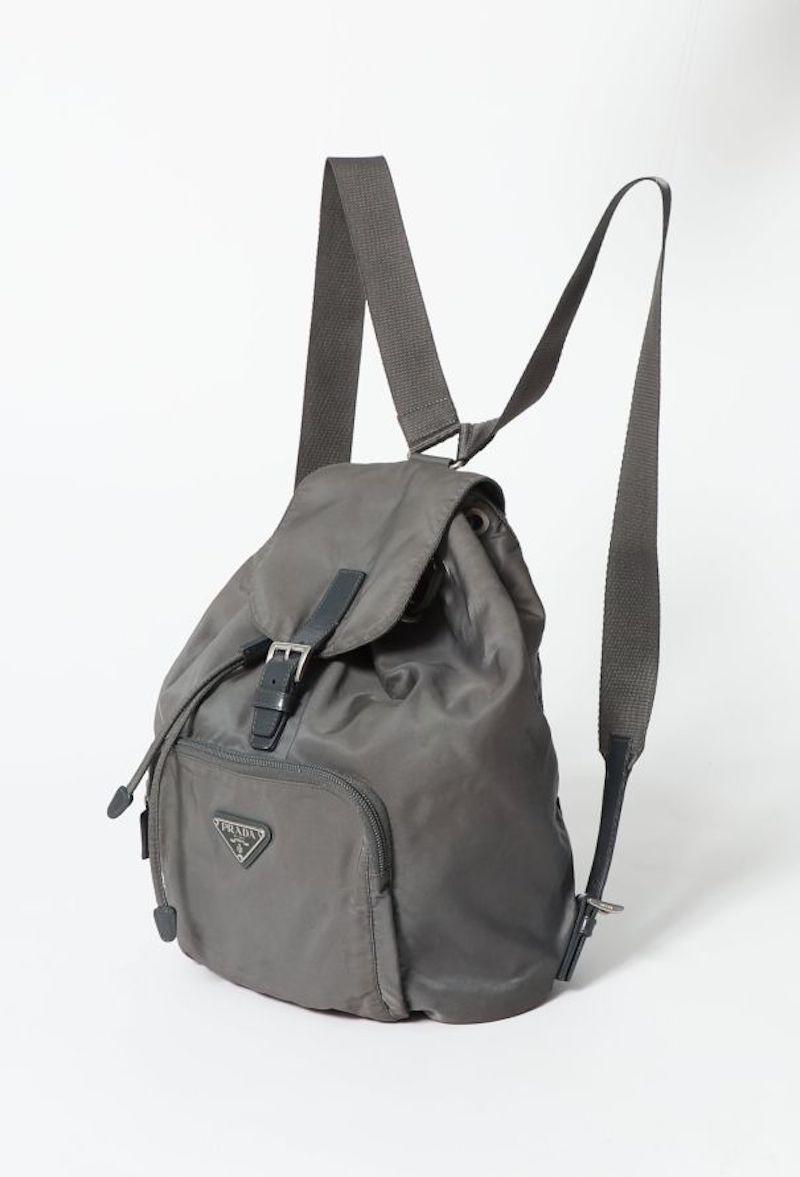 Prada 90s Grey Nylon Backpack Bag For Sale 5