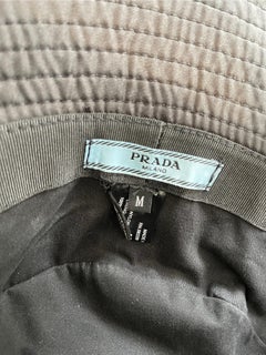 Prada 90s Style Black Nylon Unisex Logo Vintage Y2K Bucket Hat Size Medium