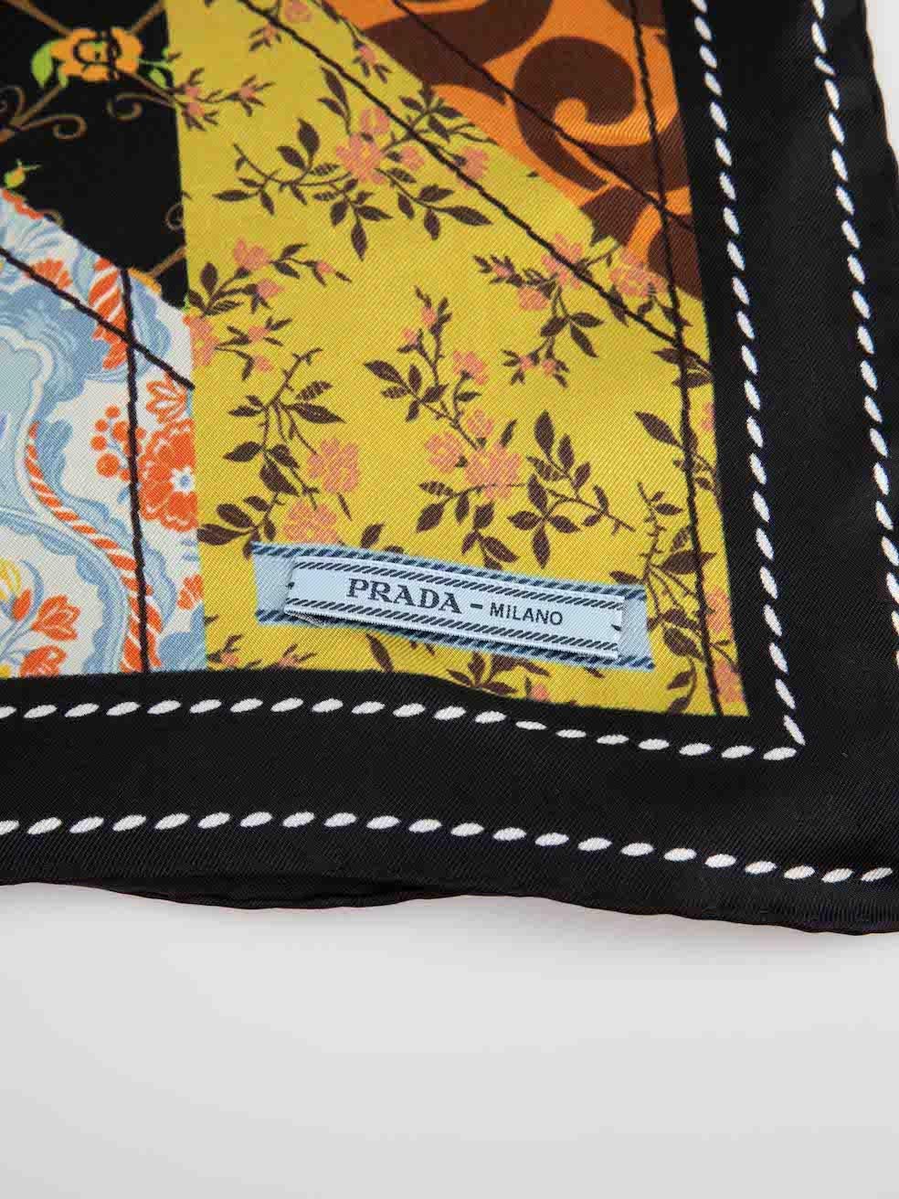 Prada Abstract Floral Silk Foulard Scarf In Excellent Condition For Sale In London, GB