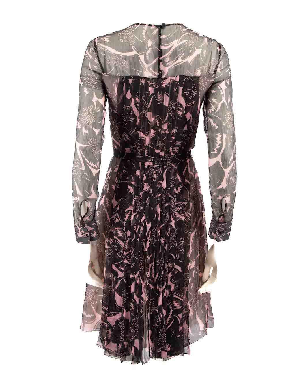 De las mujeres Prada Vestido abstracto de seda con cinturón hasta la rodilla Talla XS en venta