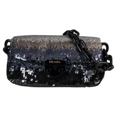 PRADA Acciaio blue 2008 SEQUIN FLAP Bag BR4149