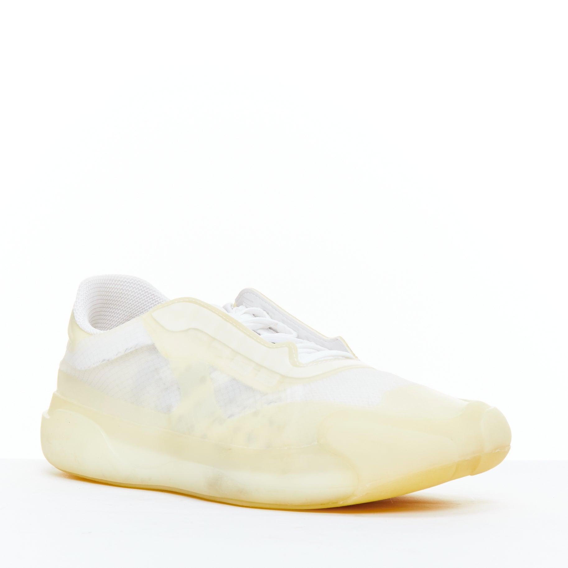 Beige PRADA ADIDAS Luna Rossa 21 white clear rubber mesh sneakers US6.5 EU36.5 en vente