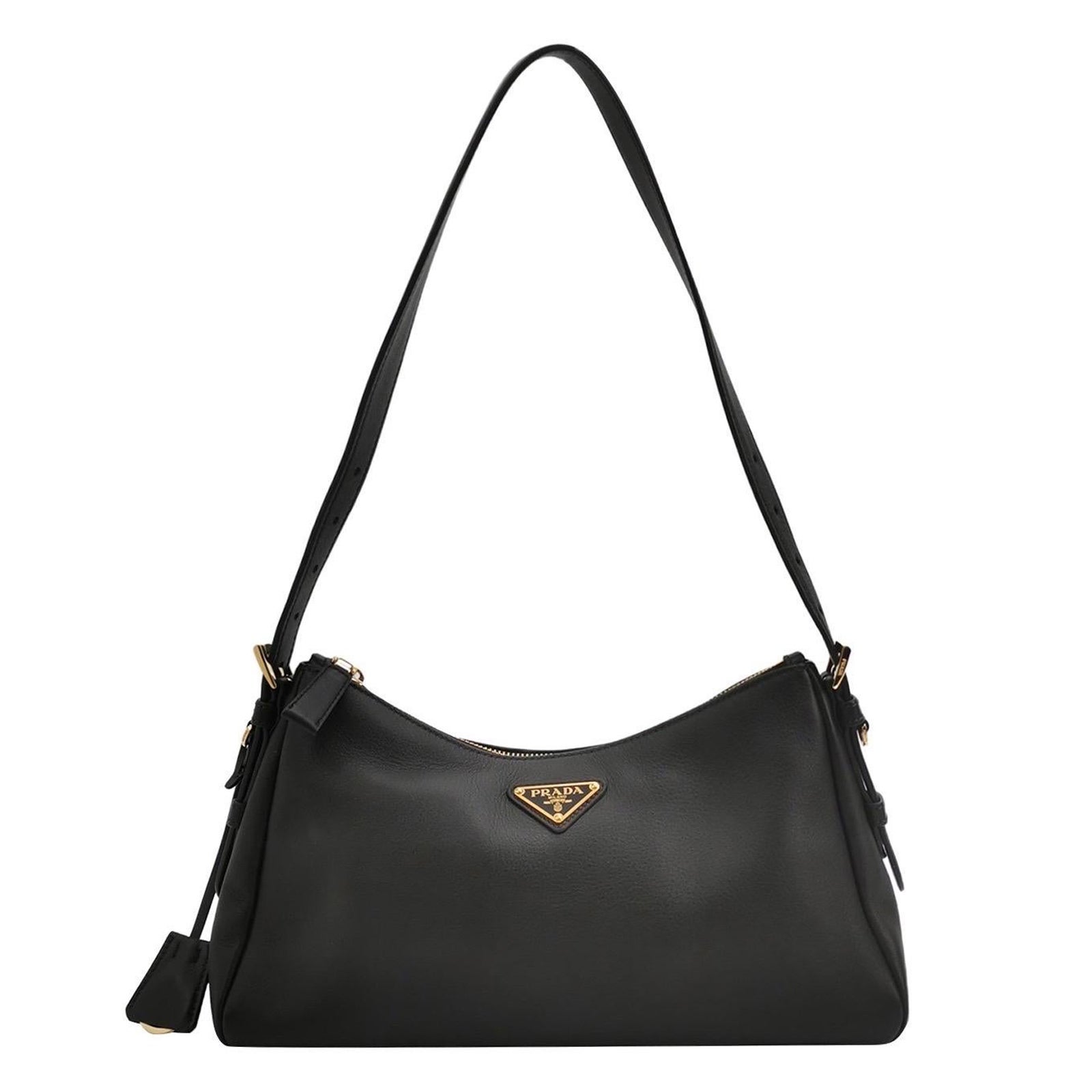 Prada Aimée Borsa a tracolla media in pelle di vitello nera