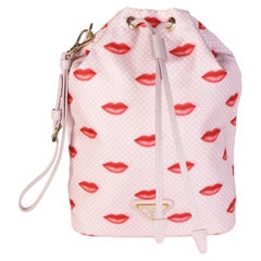 Prada Alabaster Pink Re-Nylon Lips Wristlet Pouch