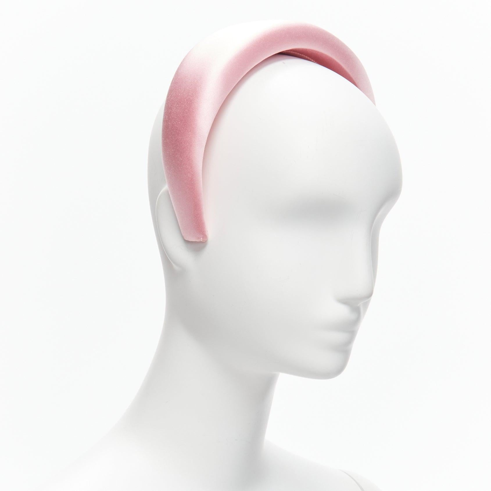 PRADA Alice light pink satin oversized padded puffy headband In Good Condition For Sale In Hong Kong, NT