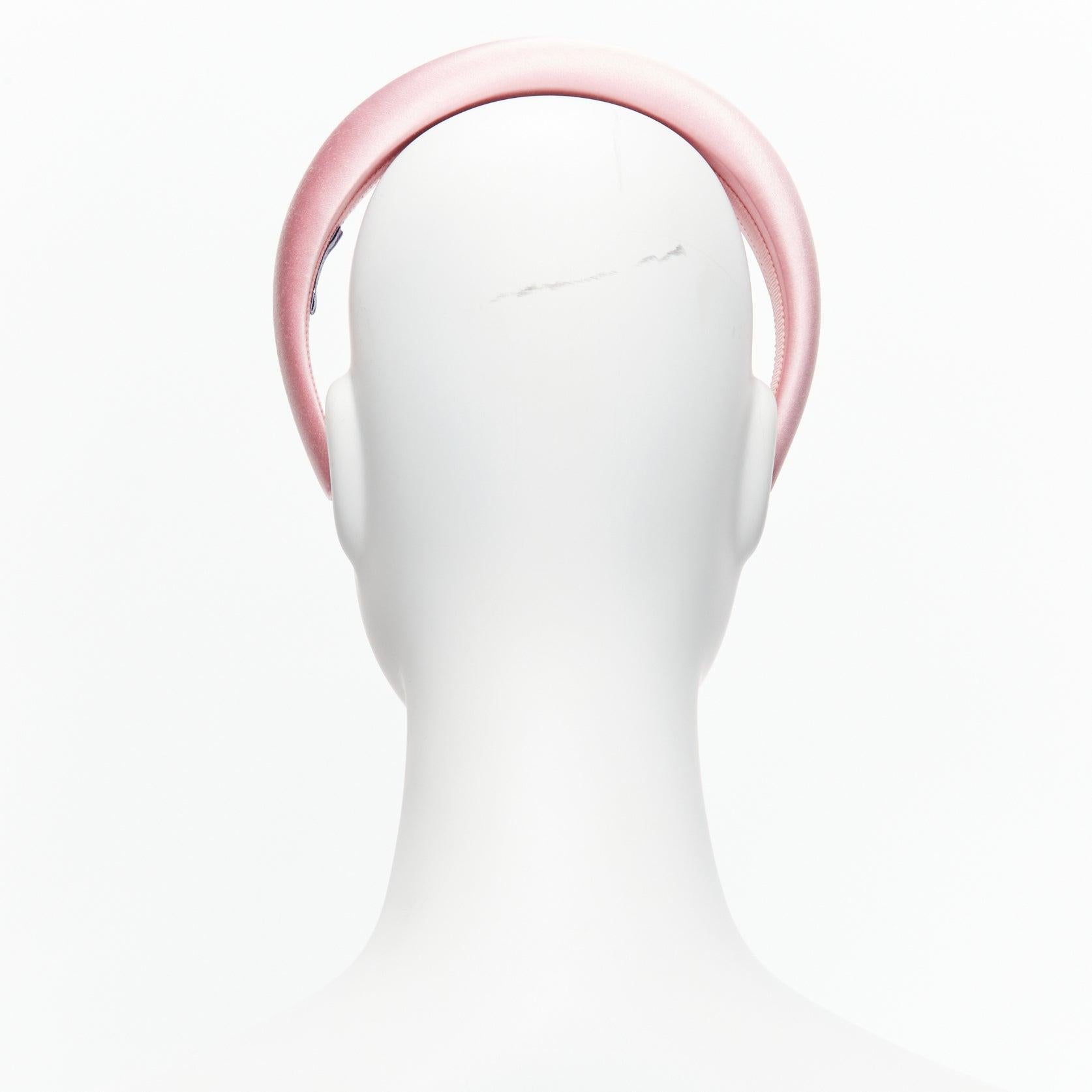 PRADA Alice light pink satin oversized padded puffy headband For Sale 1