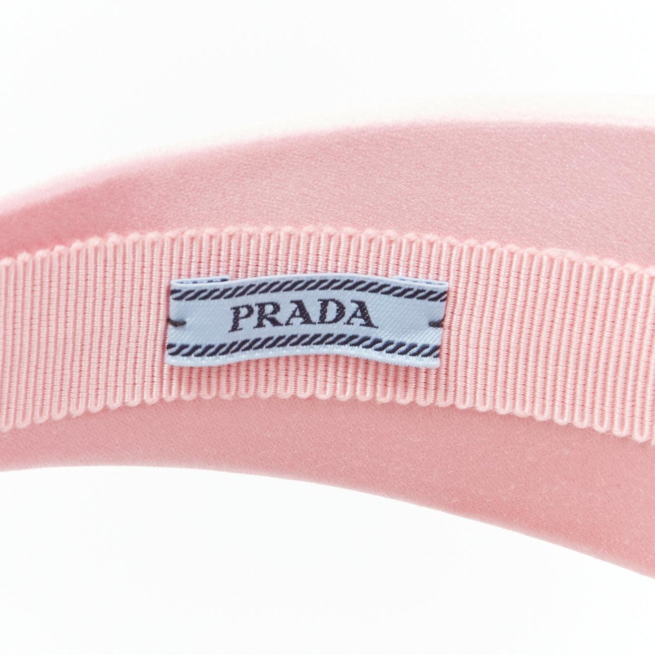 PRADA Alice light pink satin oversized padded puffy headband For Sale 3