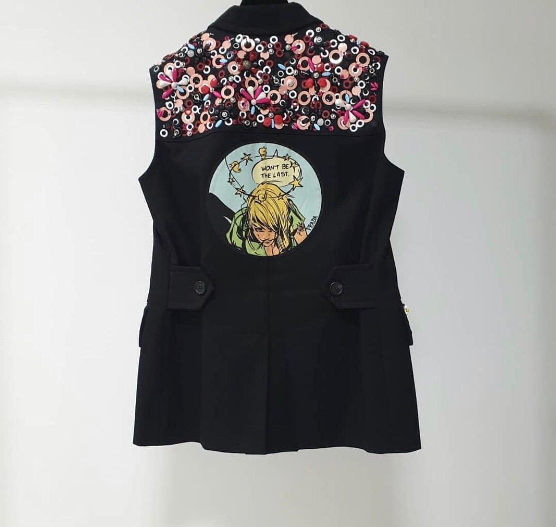 Black Prada Alice Sleeveless Vest Jacket 