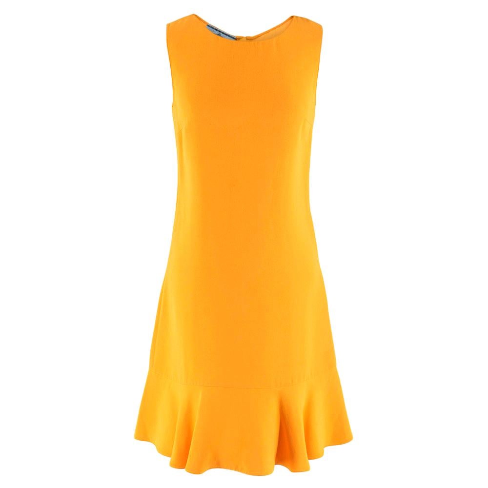 Prada Amber Yellow Ruffled Sleeveless Shift Dress XXS IT 38