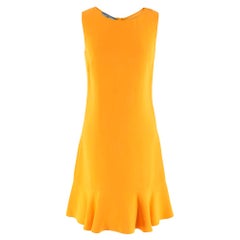 Prada Amber Yellow Ruffled Sleeveless Shift Dress XXS IT 38