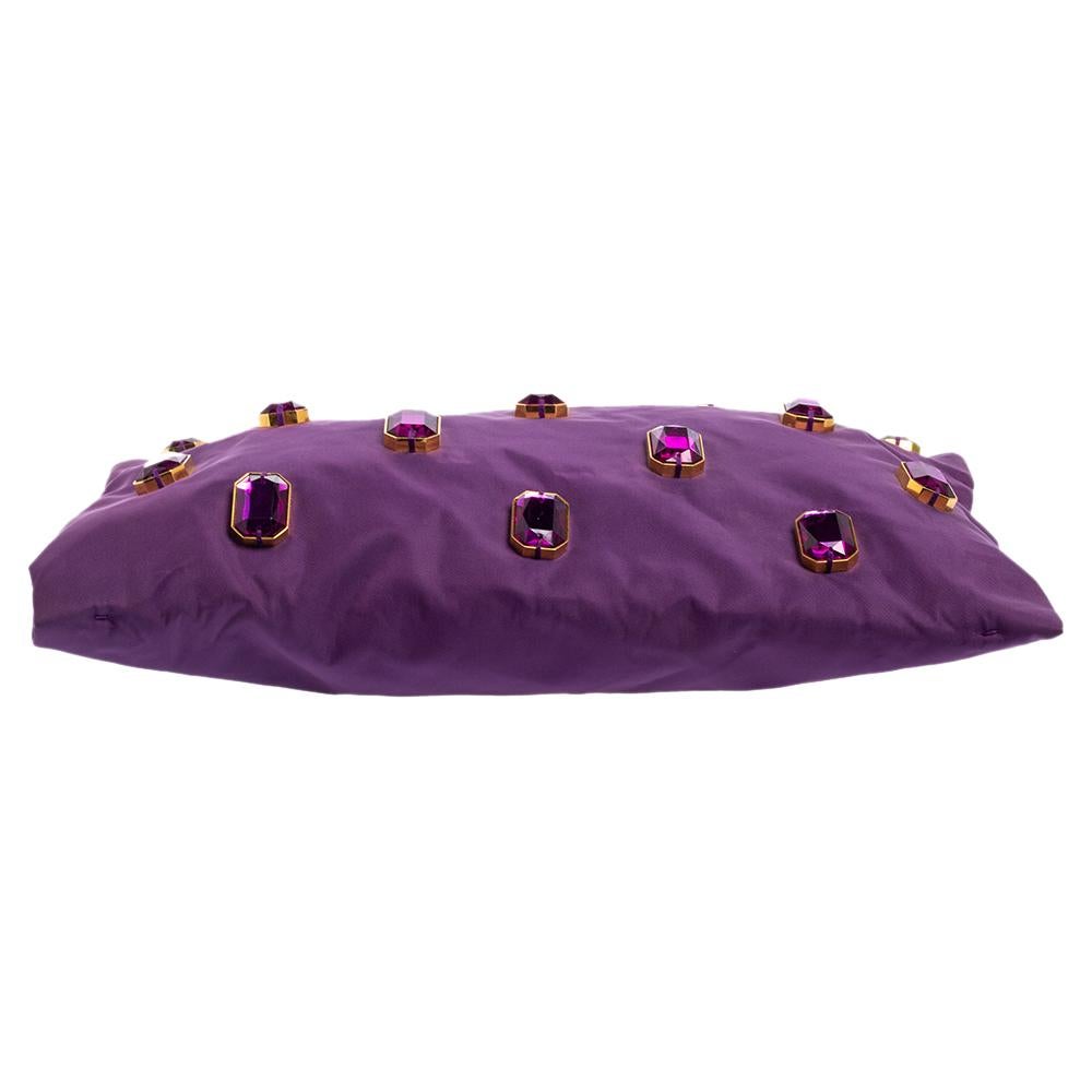 Purple Prada Anemone Tessuto Pietre Jeweled Clutch