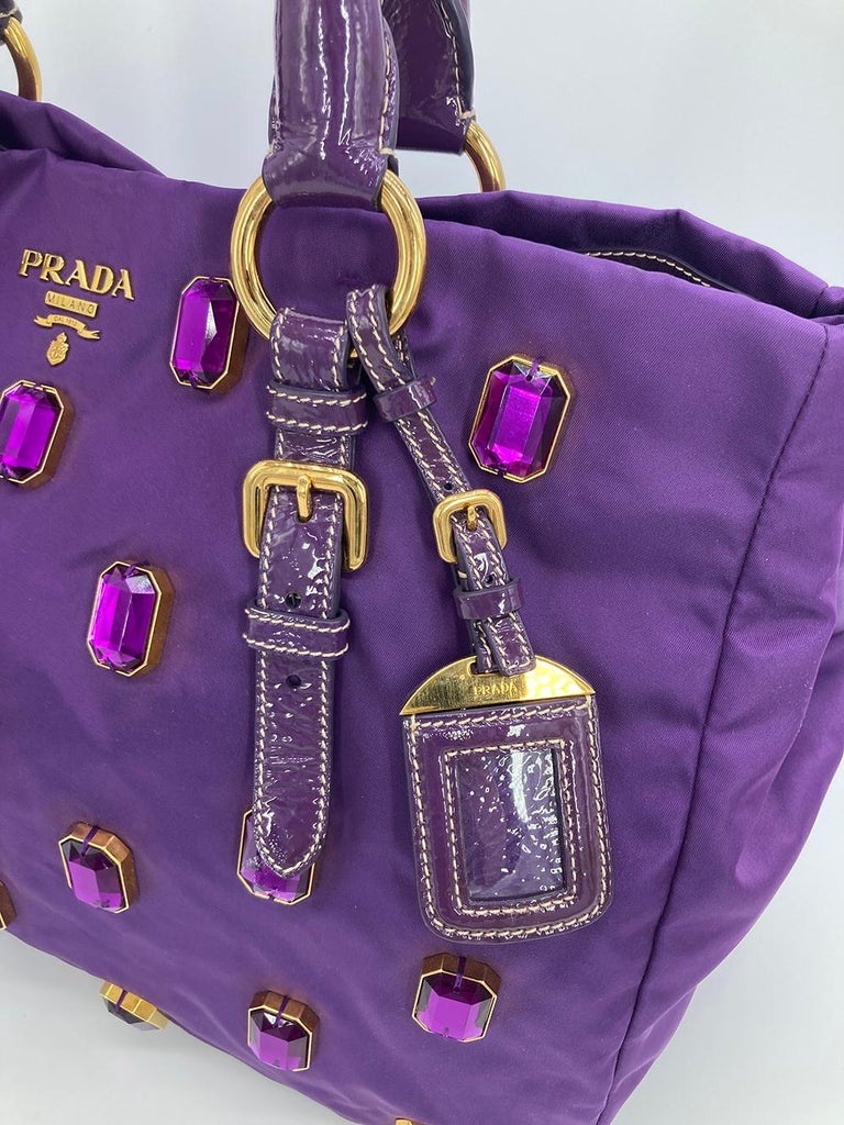 Prada Anemone Tessuto Pietre Nylon Jeweled Tote Bag For Sale at