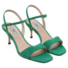 Prada Ankle Strap Sandal Heels in Green Suede