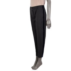 PRADA anthracite grey wool BLUE VELVET SIDE STRIPE Cropped Pants 40 S