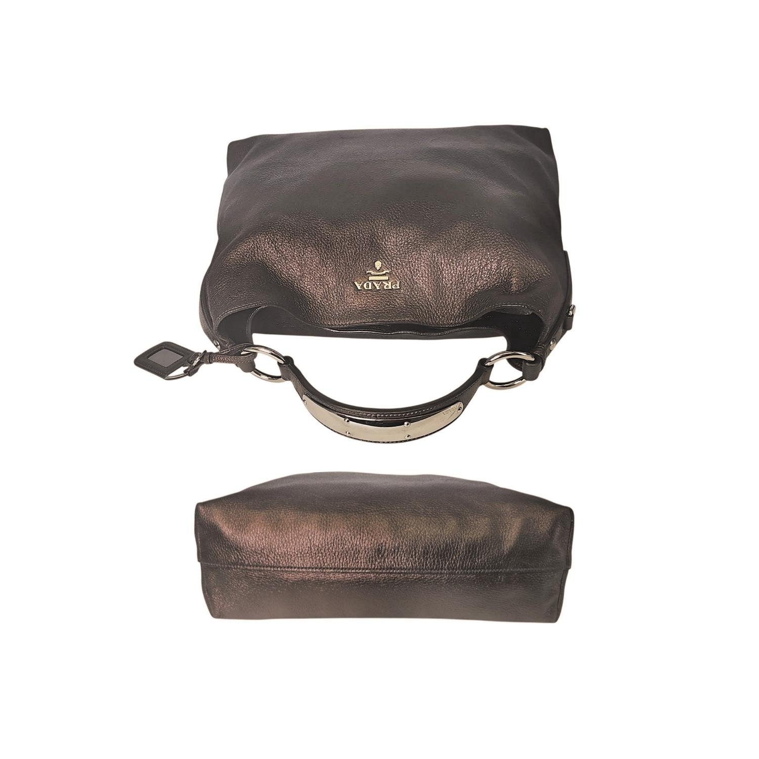 Prada Antico Mordore Vitello Daino Leather Hobo Bag BR3980 For Sale 1