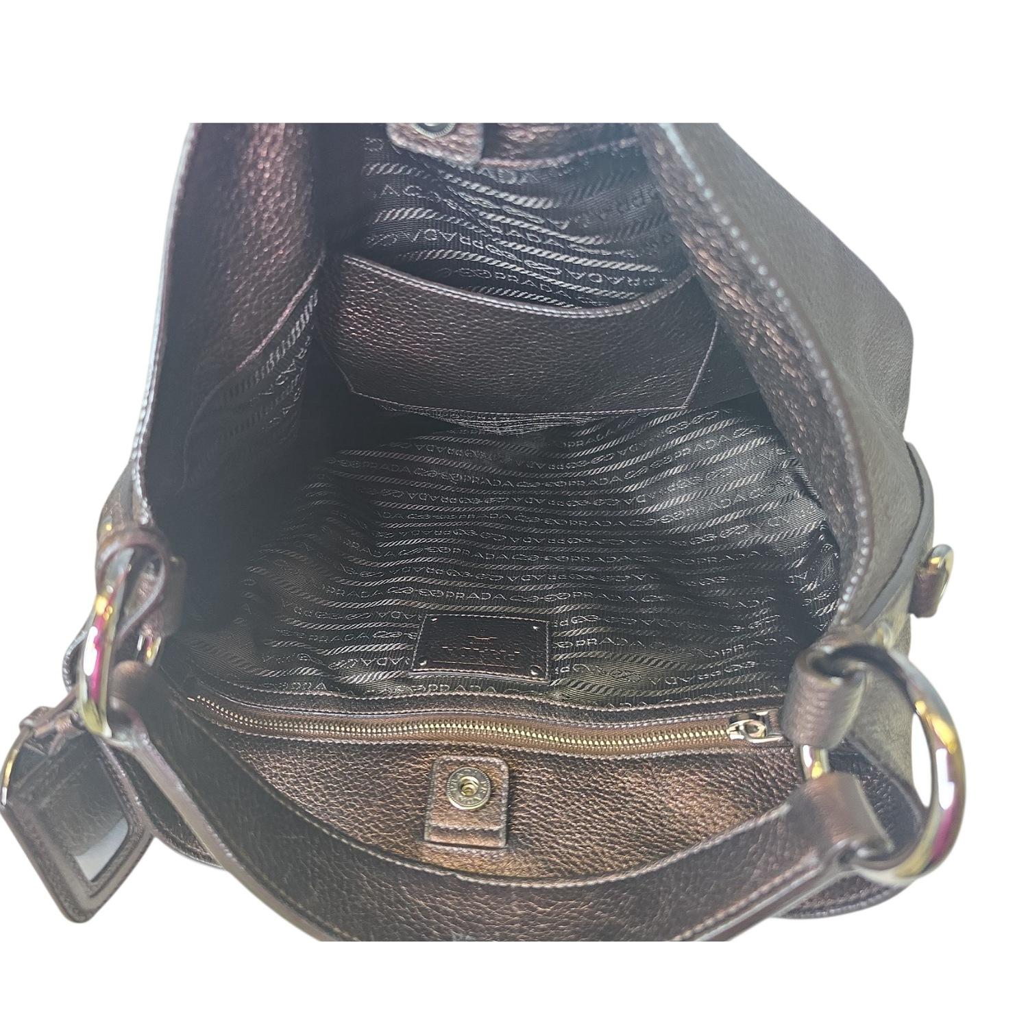 Prada Antico Mordore Vitello Daino Leather Hobo Bag BR3980 For Sale 2