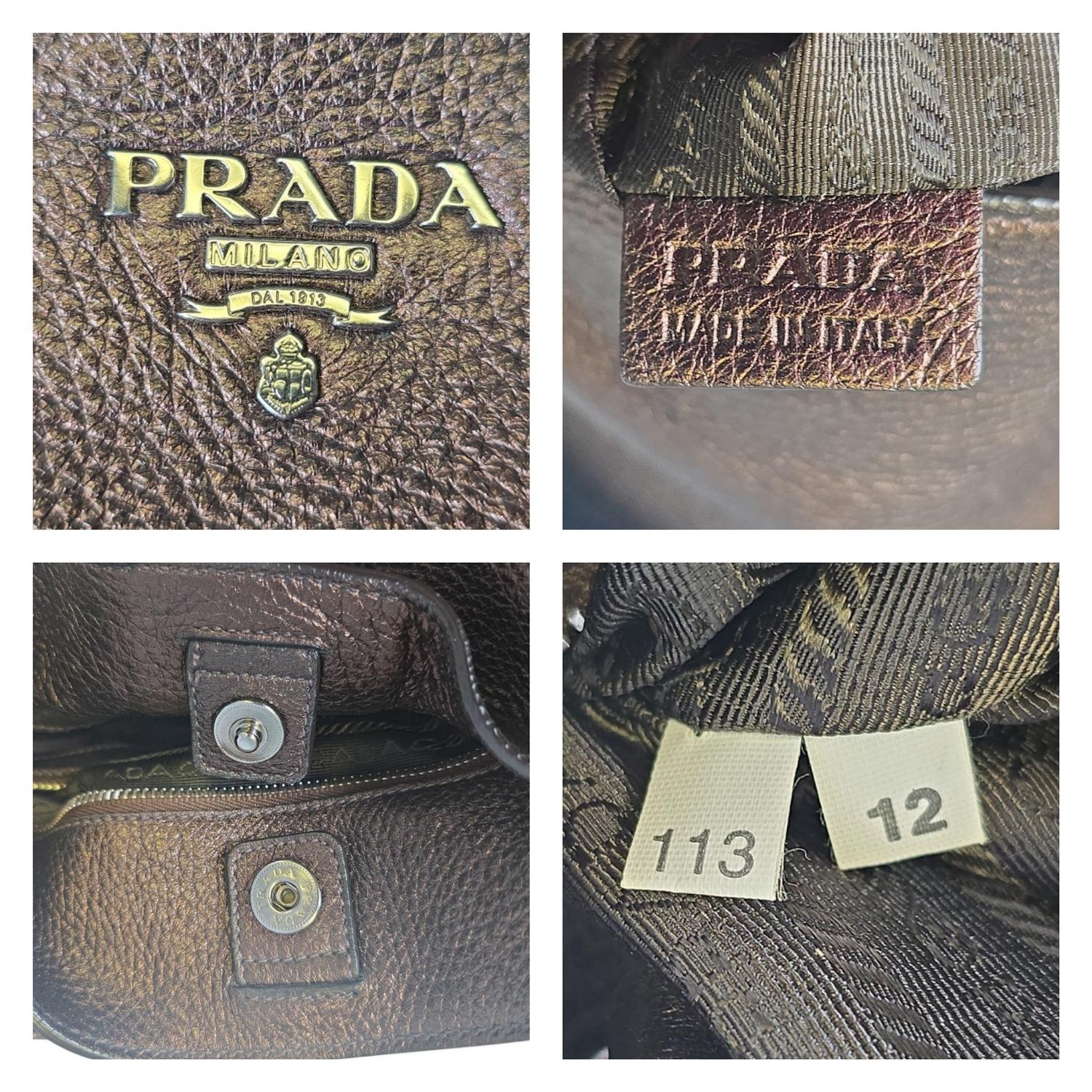 Prada Antico Mordore Vitello Daino Leather Hobo Bag BR3980 For Sale 4