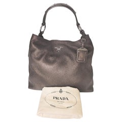 Prada Antico Mordore Vitello Daino Leather Hobo Bag BR3980